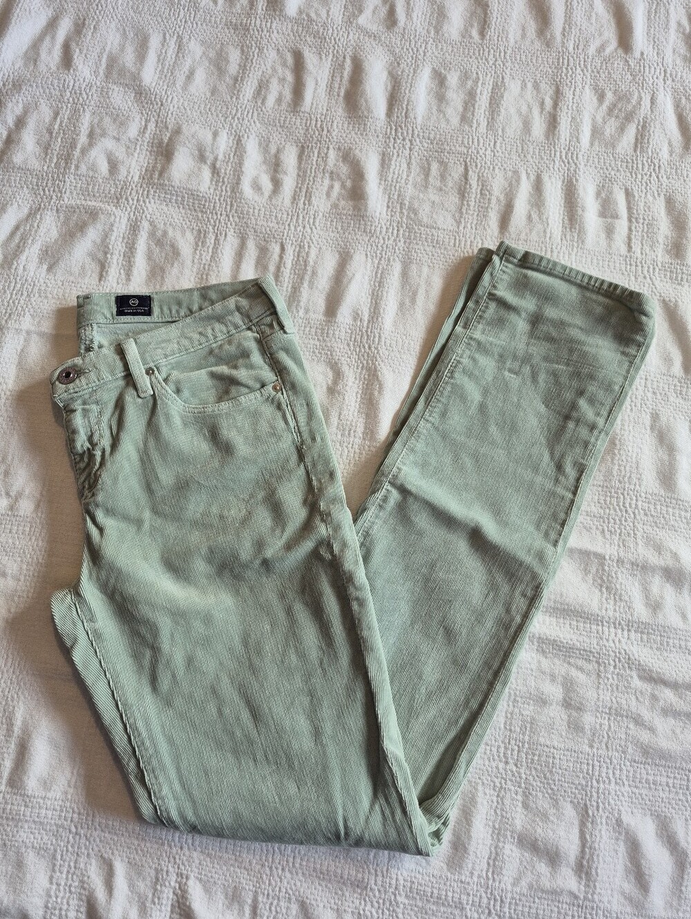 AG women's 28R light green the Stevie slkm syraight corduroy pants VGUC